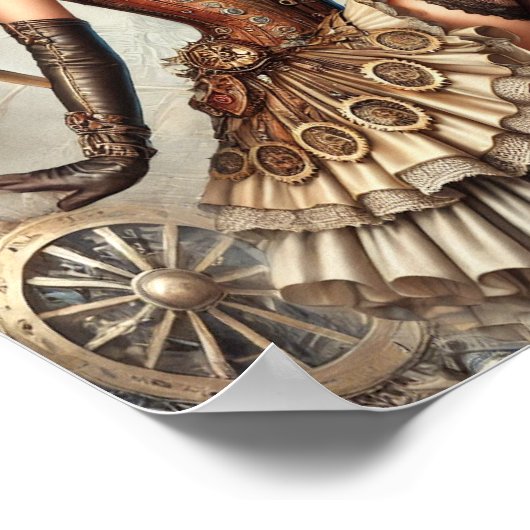 Steampunk Button-Up Art, Poster 3, Glamour & Vinta (Ecke)