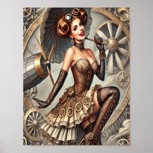 Steampunk Button-Up Art, Poster 3, Glamour & Vinta (Vorne)