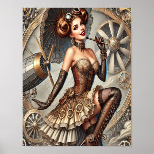Steampunk Button-Up Poster 3, Glamour & Vintag