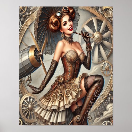 Steampunk Button-Up Poster 3, Glamour & Vintag (Vorne)