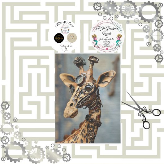 Steampunk camel geared decoupage seidenpapier