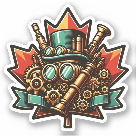 Steampunk Canada Day Aufkleber (Vorderseite)