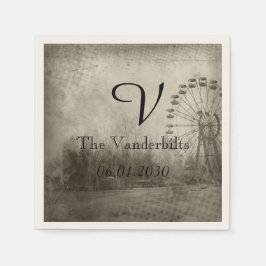 Steampunk Carnival Top Hat Monogram Wedding Napkin Serviette