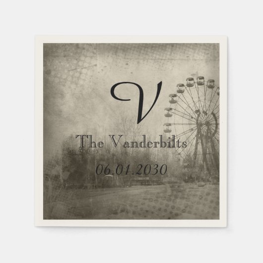 Steampunk Carnival Top Hat Monogram Wedding Napkin Serviette (Vorderseite)