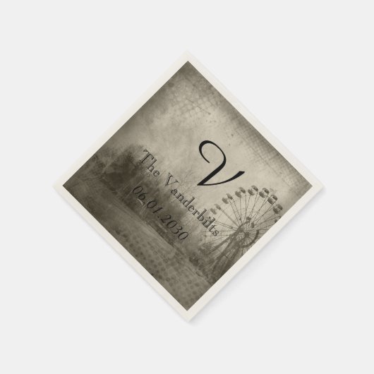 Steampunk Carnival Top Hat Monogram Wedding Napkin Serviette (Ecke)