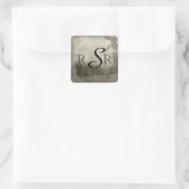 Steampunk Carnival Top Hat Wedding Monogram Quadratischer Aufkleber (Tasche)