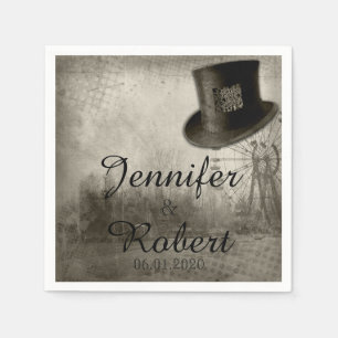 Steampunk Carnival Top Hat Wedding Napkin Serviette