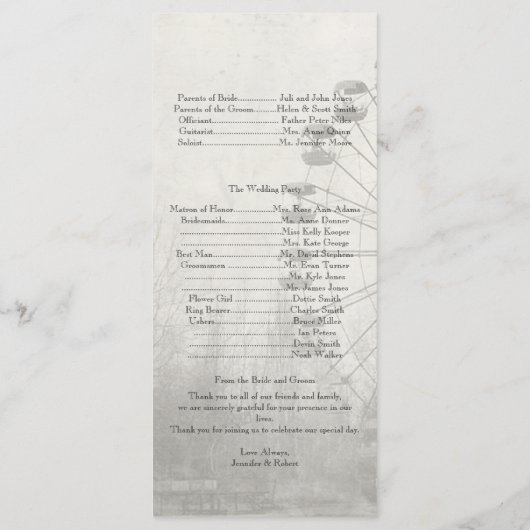 Steampunk Carnival Top Hat Wedding Program Programm (Rückseite)