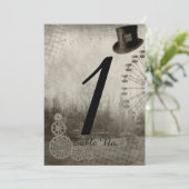 Steampunk Carnival Top Hat Wedding Tischnummer (Stehend Vorderseite)