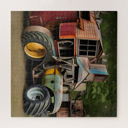 Steampunk Case Steam Tractor & Barn Puzzle (Horizontal)