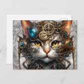 Steampunk Cat 1 Postkarte (Vorne/Hinten)