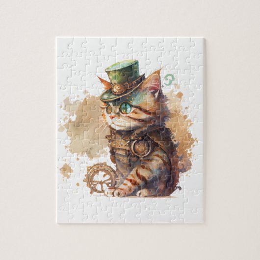 Steampunk Cat Adorable und Niedlich Puzzle (Vertikal)