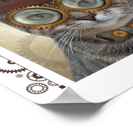 Steampunk Cat and Mouse Poster (Ecke)