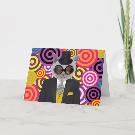 STEAMPUNK CAT ART GREETCARDS KARTE (Vorderseite)