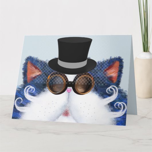 STEAMPUNK CAT ART VATHERS TAGESKARTEN KARTE (Vorderseite)