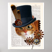 Steampunk Cat auf Wörterbuchseite Poster (Vorne)