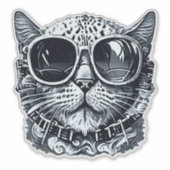 Steampunk Cat Aufkleber (Vorderseite)