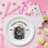 Steampunk Cat Birthday with Name n Age Pappteller (Party)