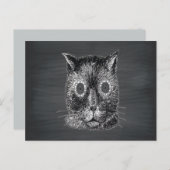 Steampunk Cat Black Chalkboard Postkarte (Vorne/Hinten)