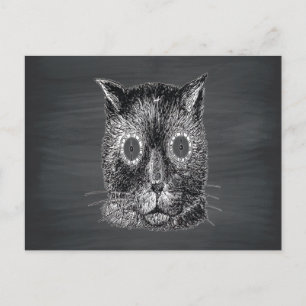 Steampunk Cat Black Chalkboard Postkarte