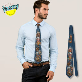 Steampunk Cat Dark Navy Blue Neck Tie Krawatte