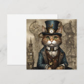 Steampunk Cat Einladung (Vorne/Hinten)