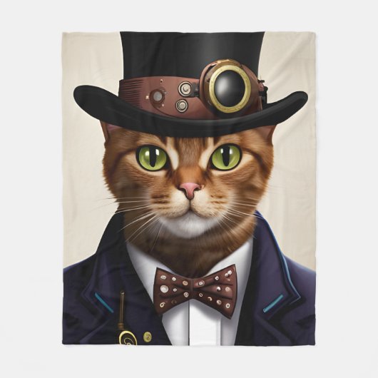 Steampunk Cat Fleecedecke (Vorderseite)