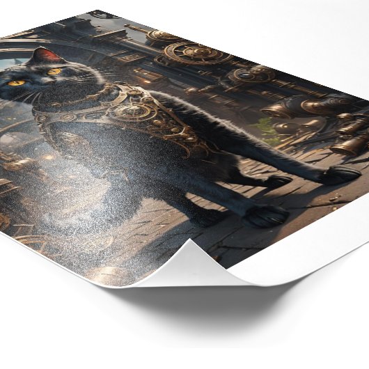 Steampunk Cat Fotodruck (Ecke)