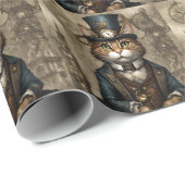 Steampunk Cat Geschenkpapier (Rolleneckpunkt)