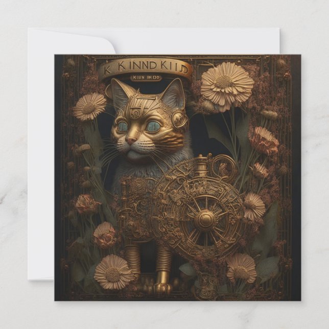 Steampunk Cat Gothic Digital Art (Vorderseite)
