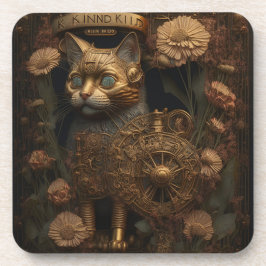 Steampunk Cat Gothic Digital Art Getränkeuntersetzer
