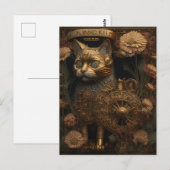 Steampunk Cat Gothic Digital Art Postkarte (Vorne/Hinten)
