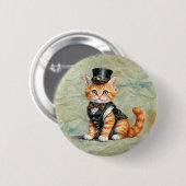 Steampunk Cat: Gothic Kitty Art für Cat Liebhaber Button (Vorne & Hinten)