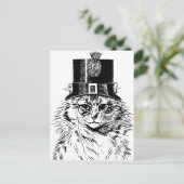 Steampunk Cat Greeting Card, Kitty in Top Hat Postkarte (Stehend Vorderseite)