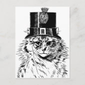 Steampunk Cat Greeting Card, Kitty in Top Hat Postkarte (Vorderseite)