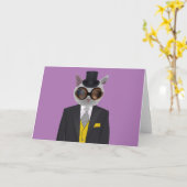 STEAMPUNK CAT GREETKARTEN KARTE (Gelbe Blume)