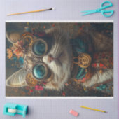 Steampunk Cat Guardian Aquamarin Orange Decoupage Seidenpapier (Basteln)