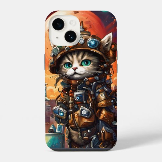 Steampunk Cat I iPhone Hülle (Rückseite)