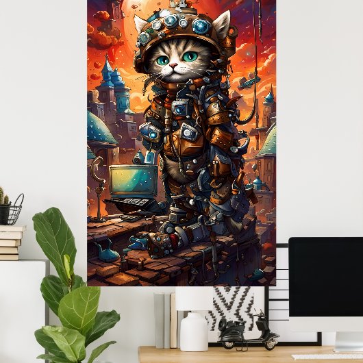 Steampunk Cat I Poster (Heimbüro)