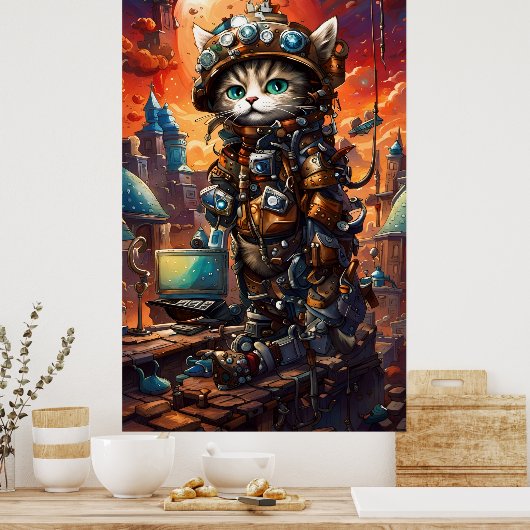 Steampunk Cat I Poster (Küche)