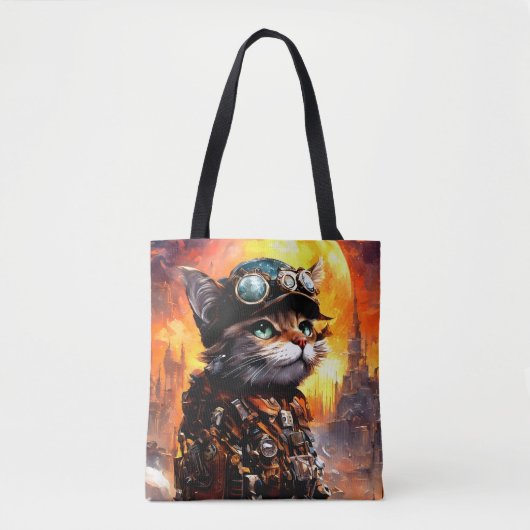 Steampunk Cat II Tasche (Vorderseite)