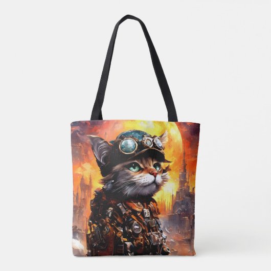 Steampunk Cat II Tasche (Rückseite)