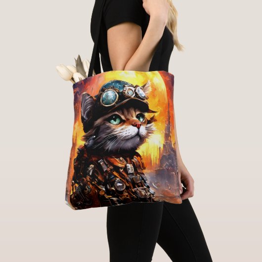 Steampunk Cat II Tasche (Von Nahem)