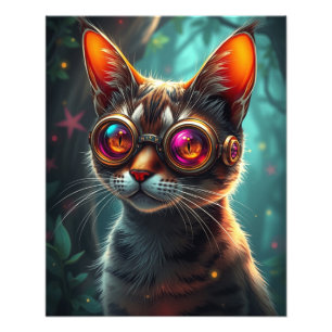 Steampunk Cat in Brille Fotodruck