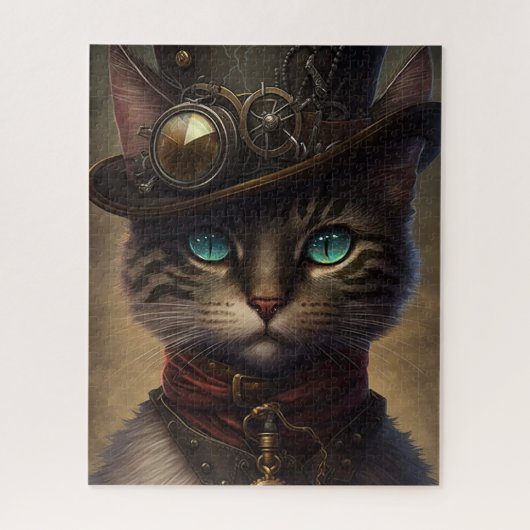 Steampunk Cat Jigsaw Puzzle, Retrofuturistische Ka Puzzle (Vertikal)