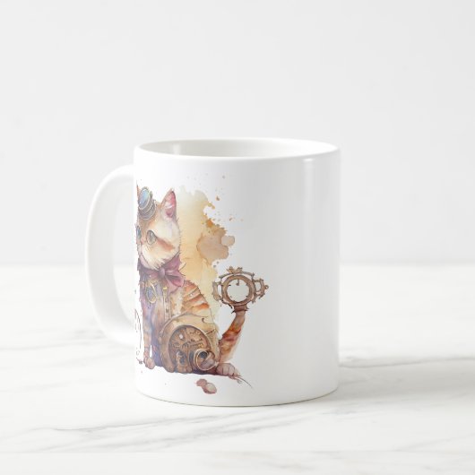 Steampunk Cat Kaffeetasse (Vorderseite Links)