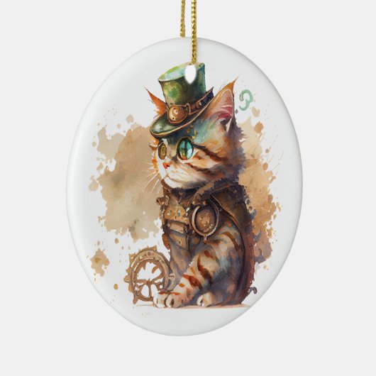 Steampunk Cat Keramik Ornament (Rechts)
