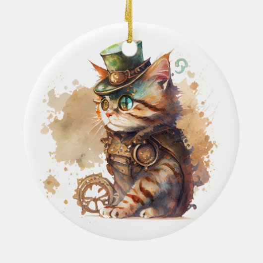Steampunk Cat Keramik Ornament (Hinten)