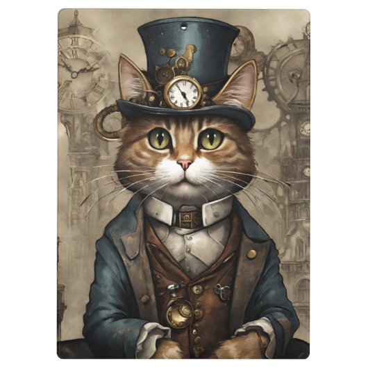 Steampunk Cat Klemmbrett (Rückseite)