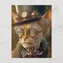 Steampunk Cat Lady. Postkarte